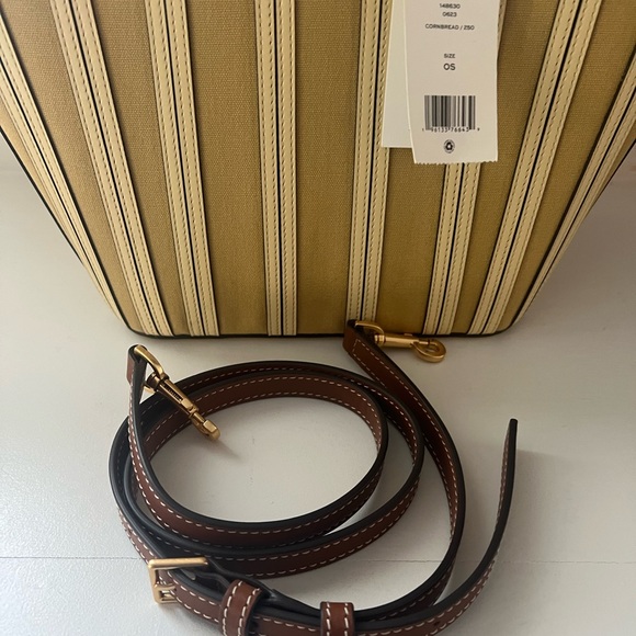 NWT Tory Burch McGraw Canvas Panel Carryall Bag -  Cornbread - Picture 4 of 11